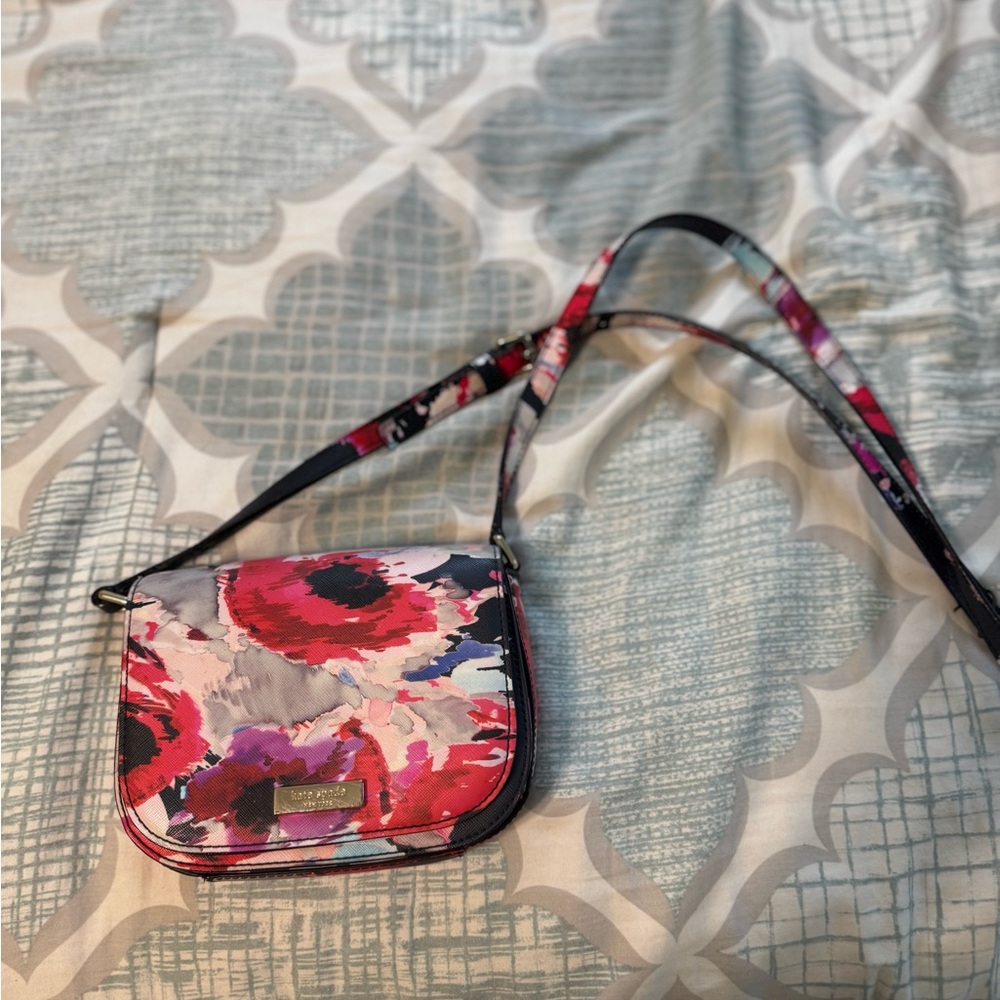 Kate Spade Red and Pink Floral Crossbody Bag
